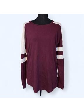 Y2K PINK Victoria’s Secret burgundy long sleeve striped top size extra small